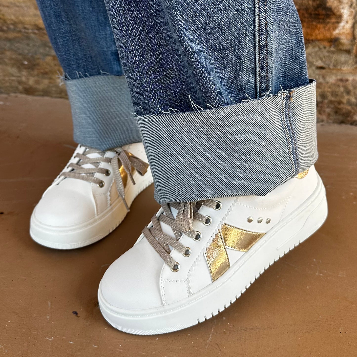 CORKYS | Tailgate Fashion Sneaker | Gold Crinkle Metallic