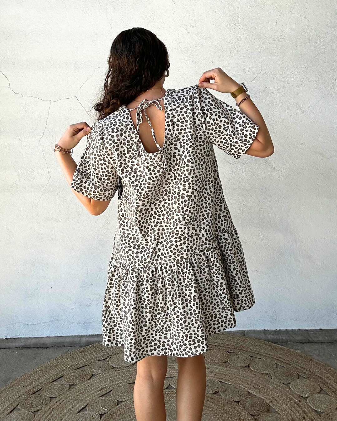 Light Denim Mini Dress | Leopard Print
