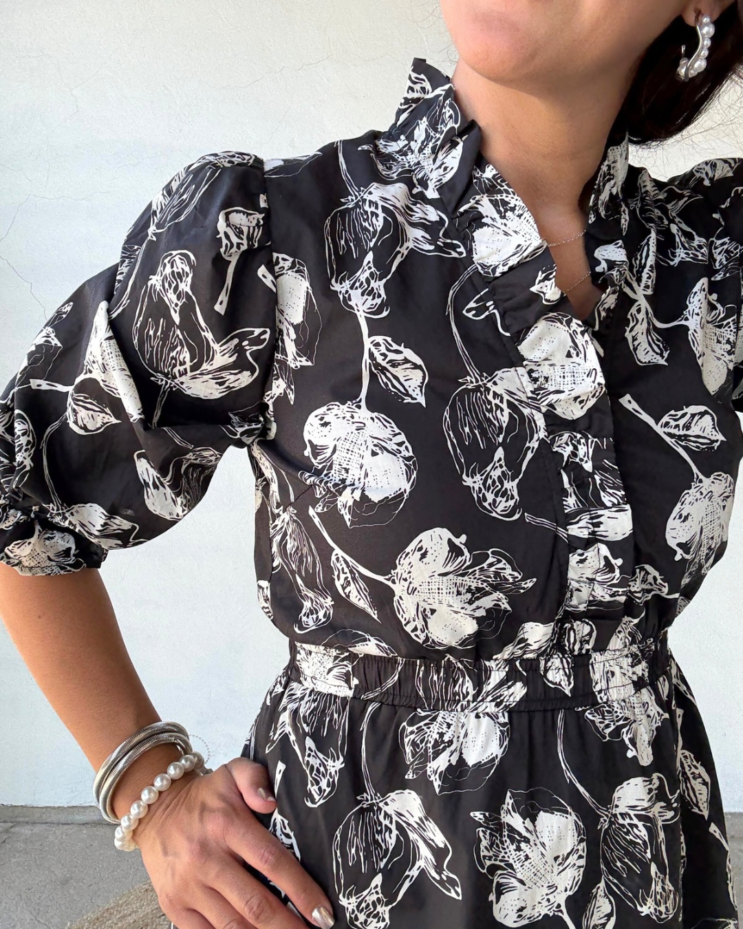 Paola Midi Dress | Black + White