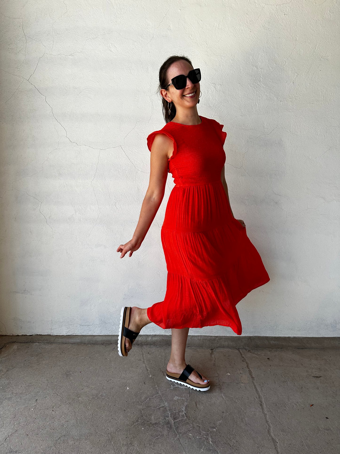 Mia Midi Dress | Tomato Red