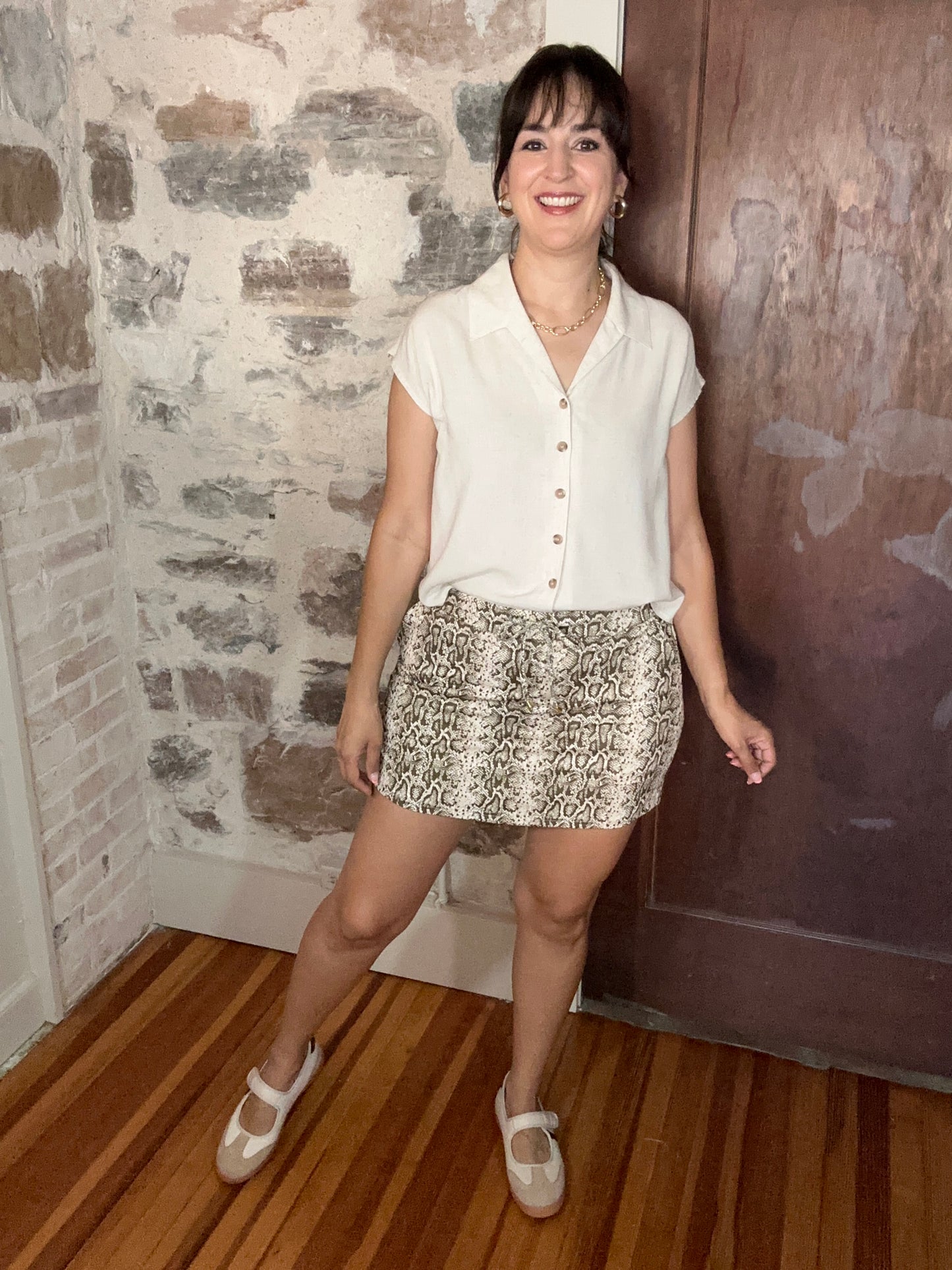 Sylvie Snake Skort | Snake Print | Brown + Beige