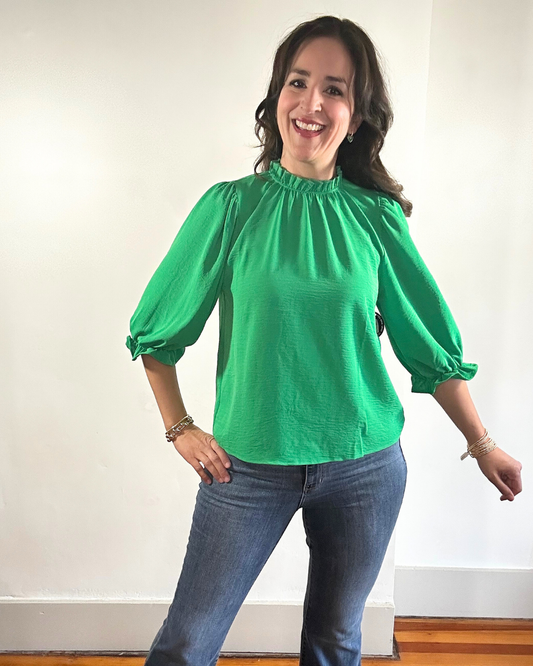 Patricia 3/4 Sleeve Top | Kelly Green