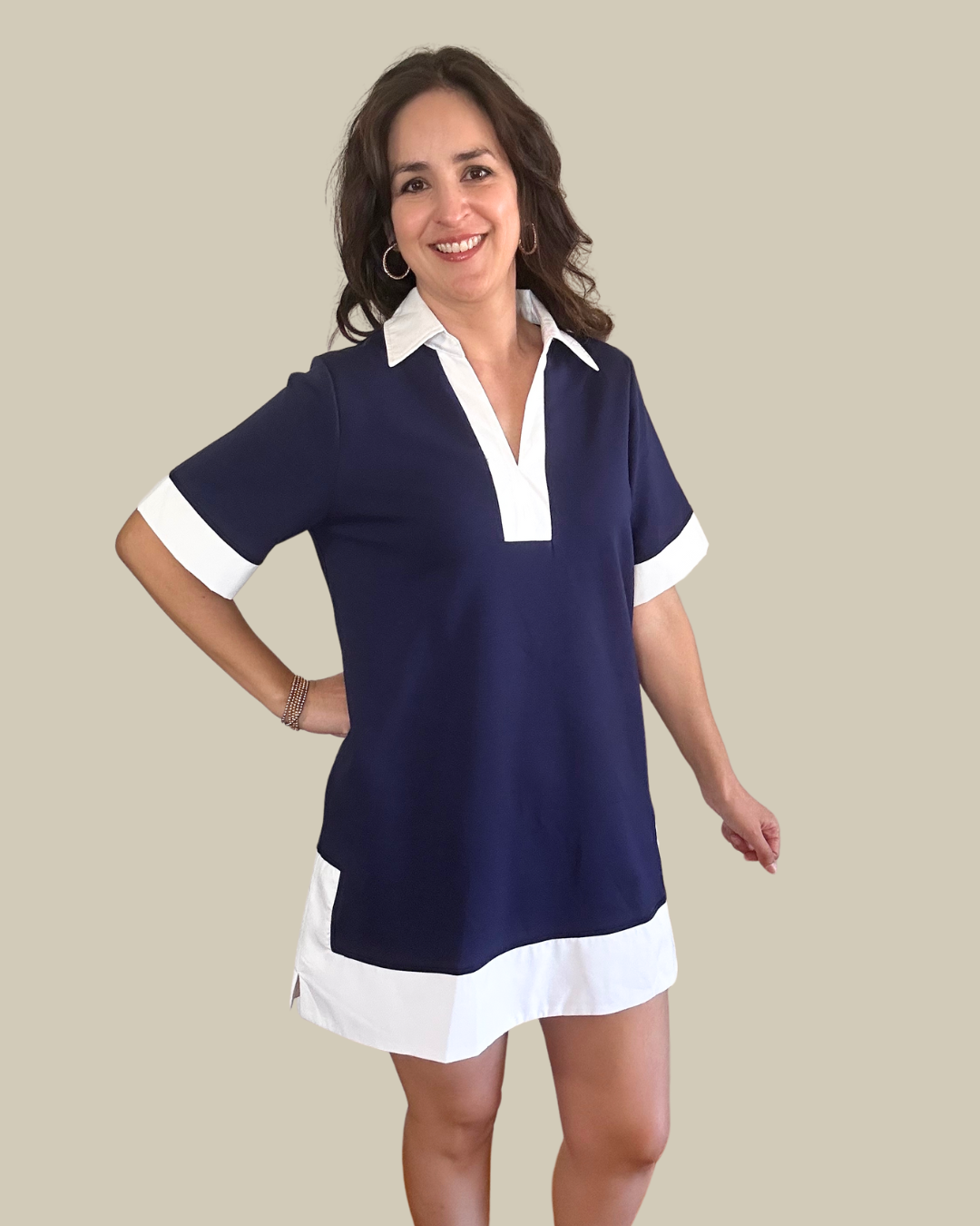 Navy & White Mini Dress