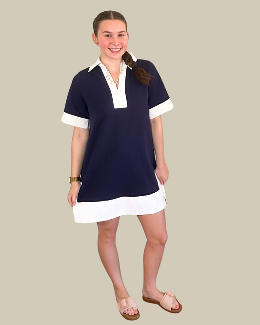 Navy & White Mini Dress