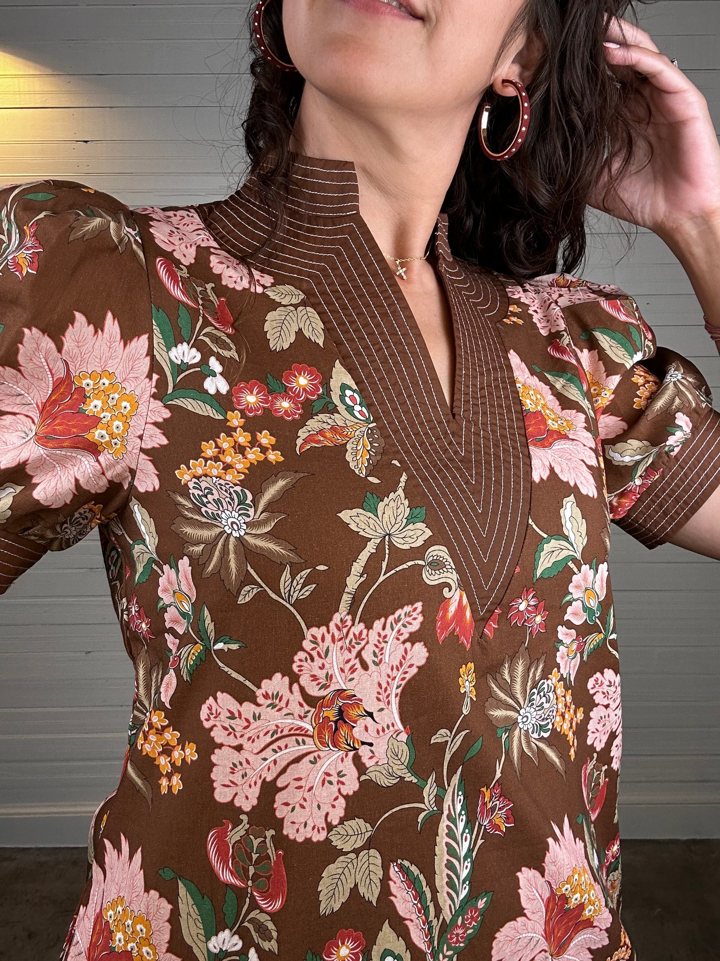 Gina Mini Dress | Brown Floral