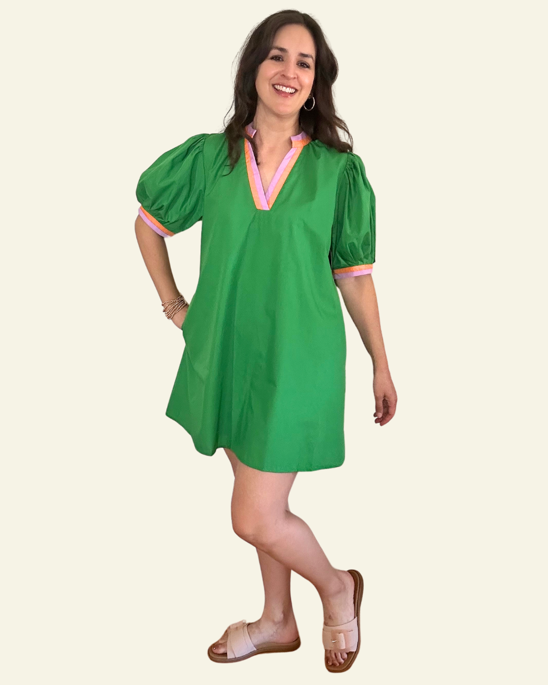 Green a-line dress