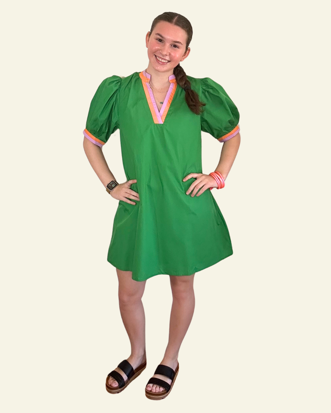 Green a-line dress