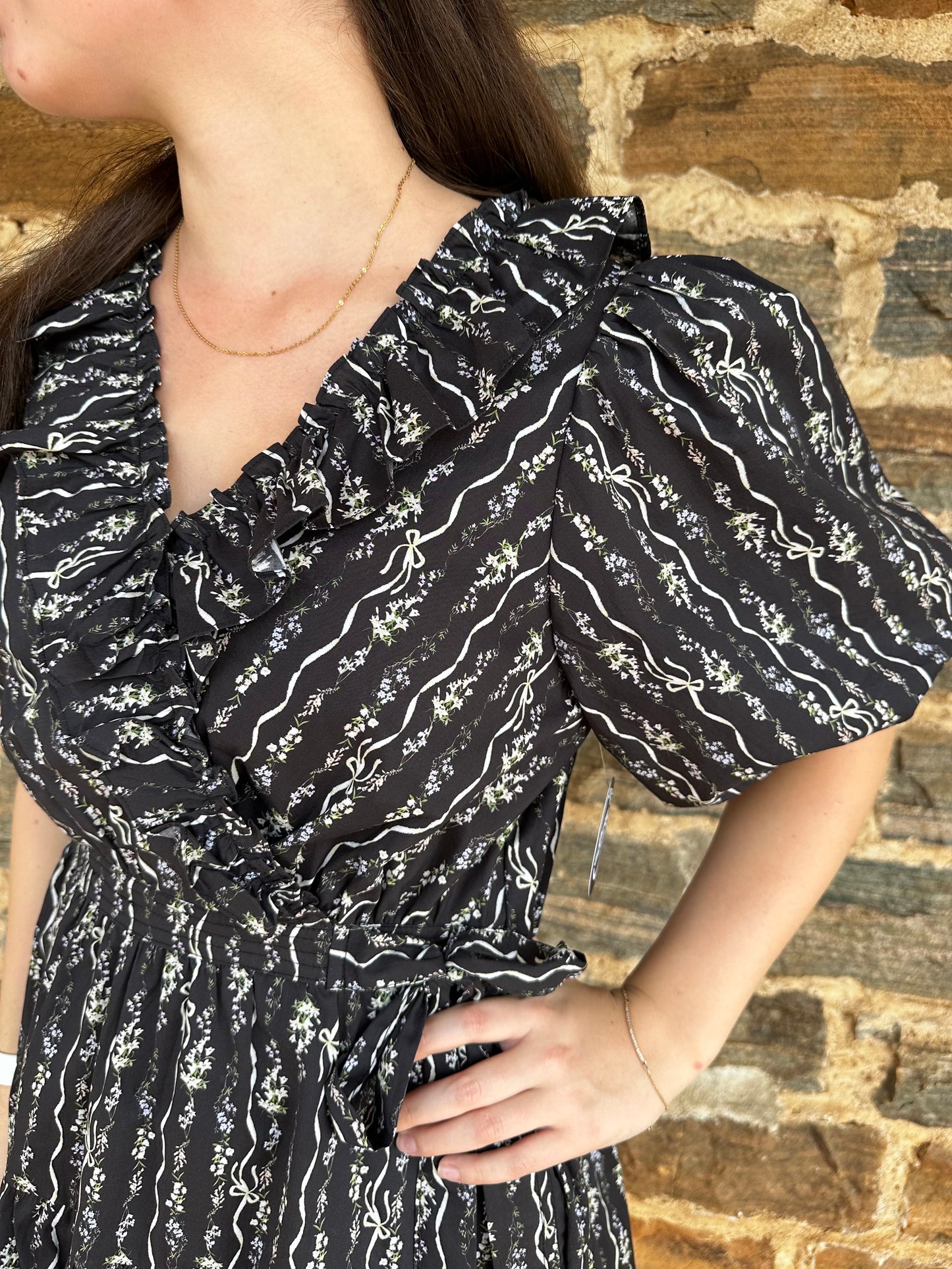 Dainty Bow Mini Dress | Dark Chocolate