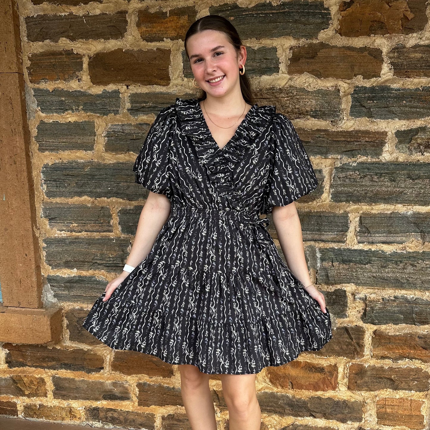 Dainty Bow Mini Dress | Dark Chocolate