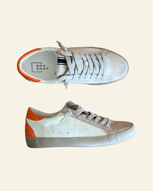 Mia Orange Sneaker | White + Orange