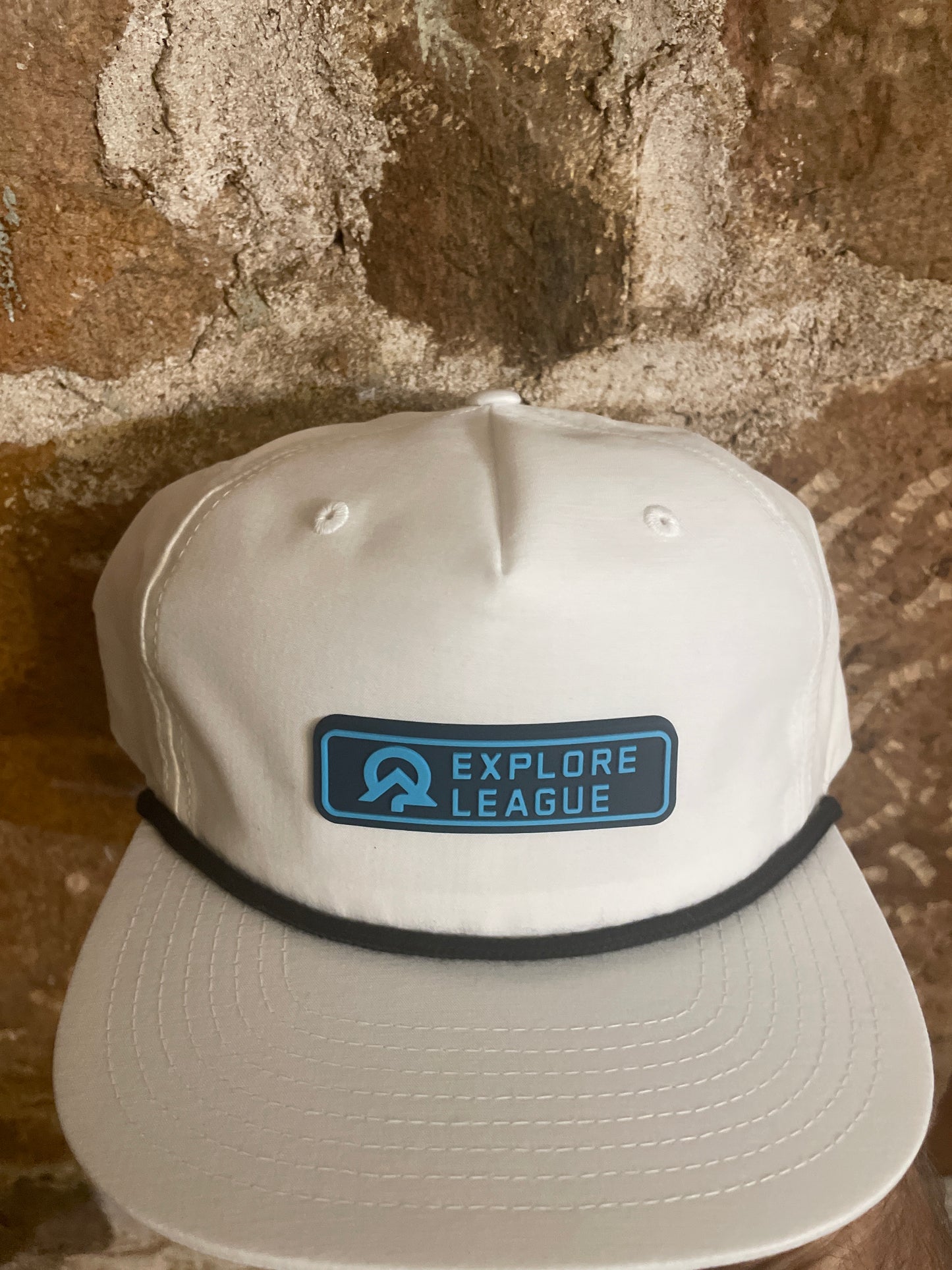 Explore League | White Black Cap 256 | Blue PVC Patch