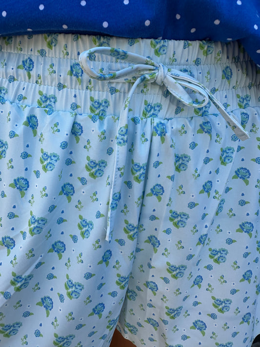 Blue Floral Butterfly Shorts | YOUTH | Blue + Green