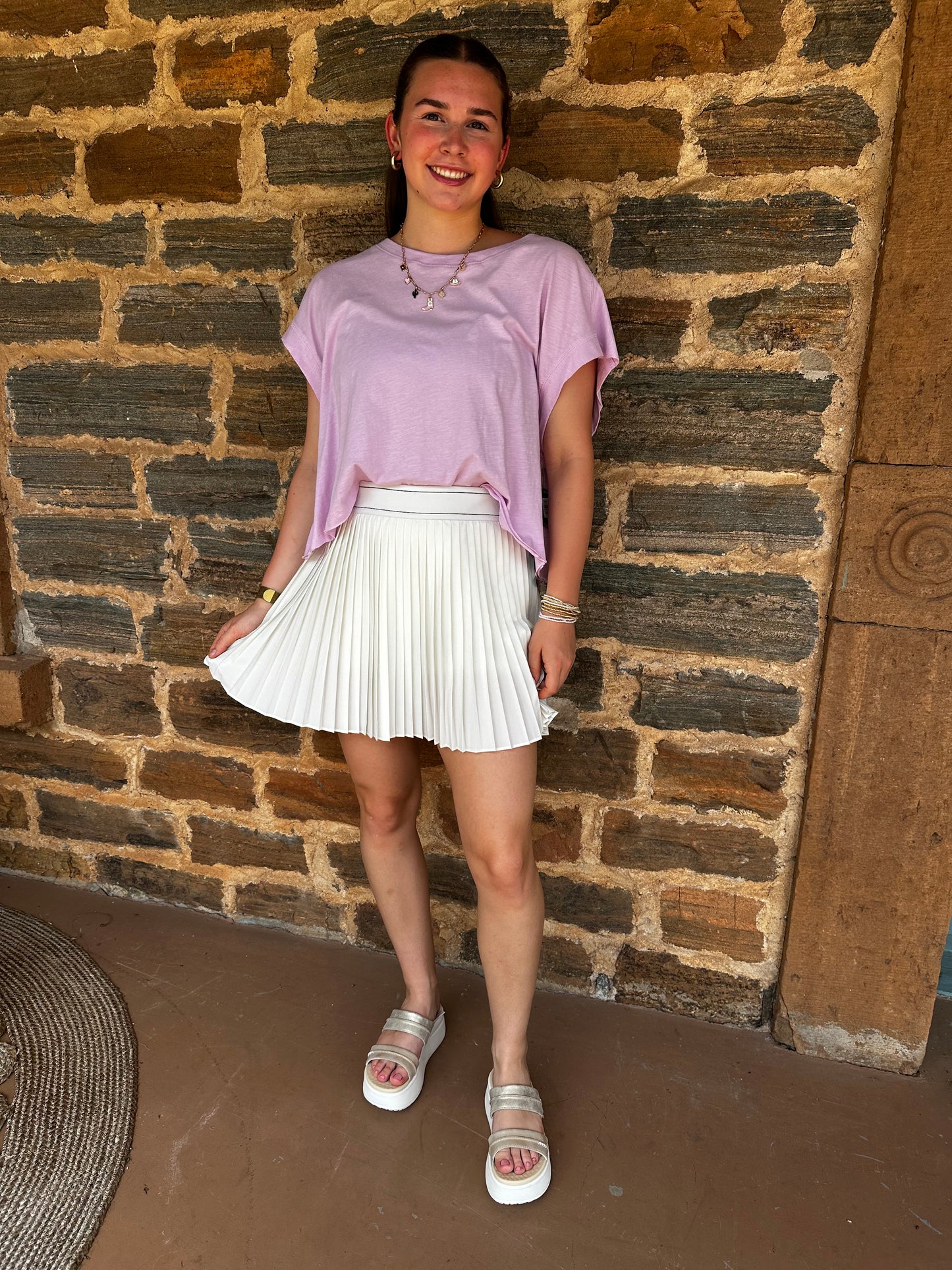 Slub Open Back Tee | Sweet Lilac