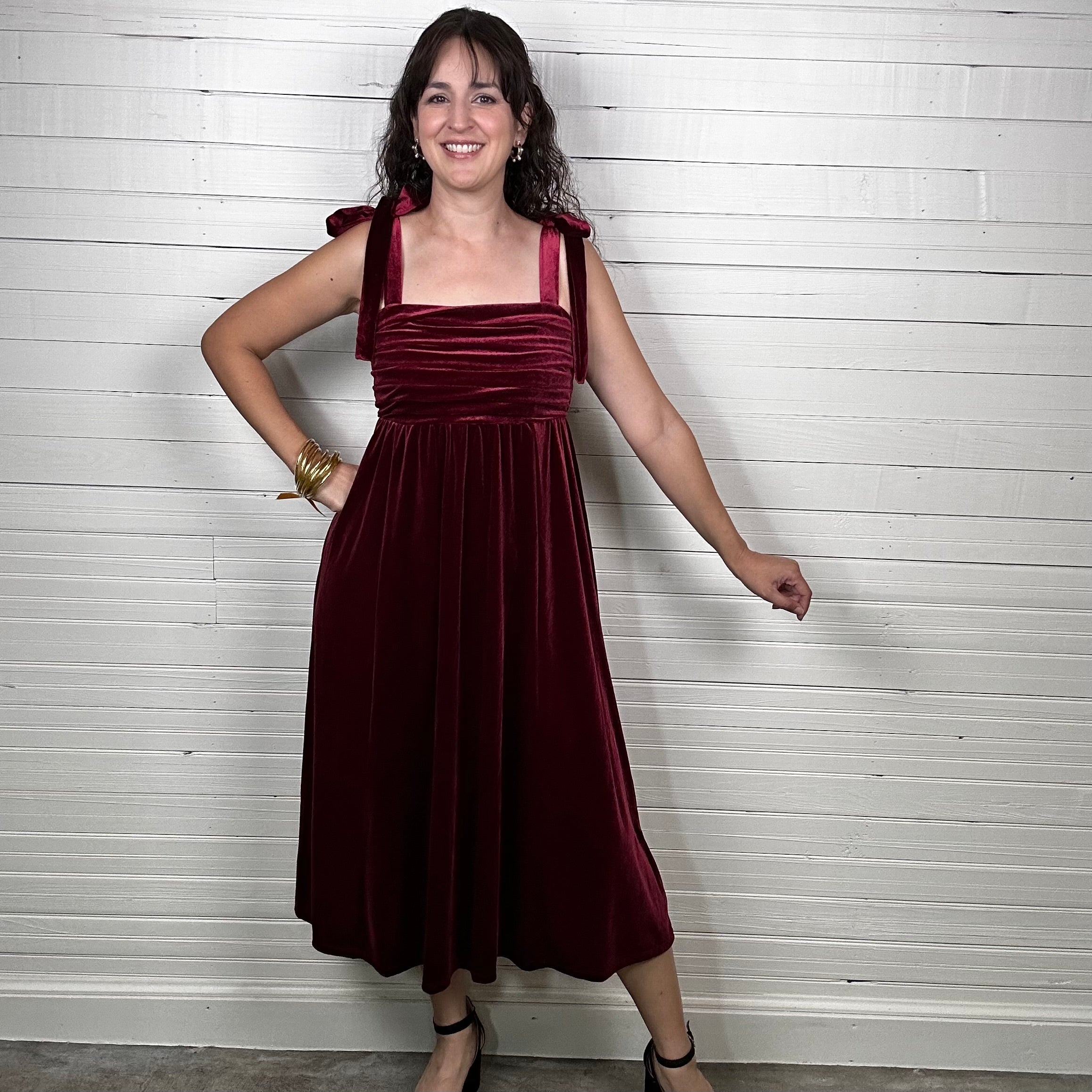 burgundy velvet dress midi self-portrait - dark number SHEIN Elegant Burgundy Long Sleeve