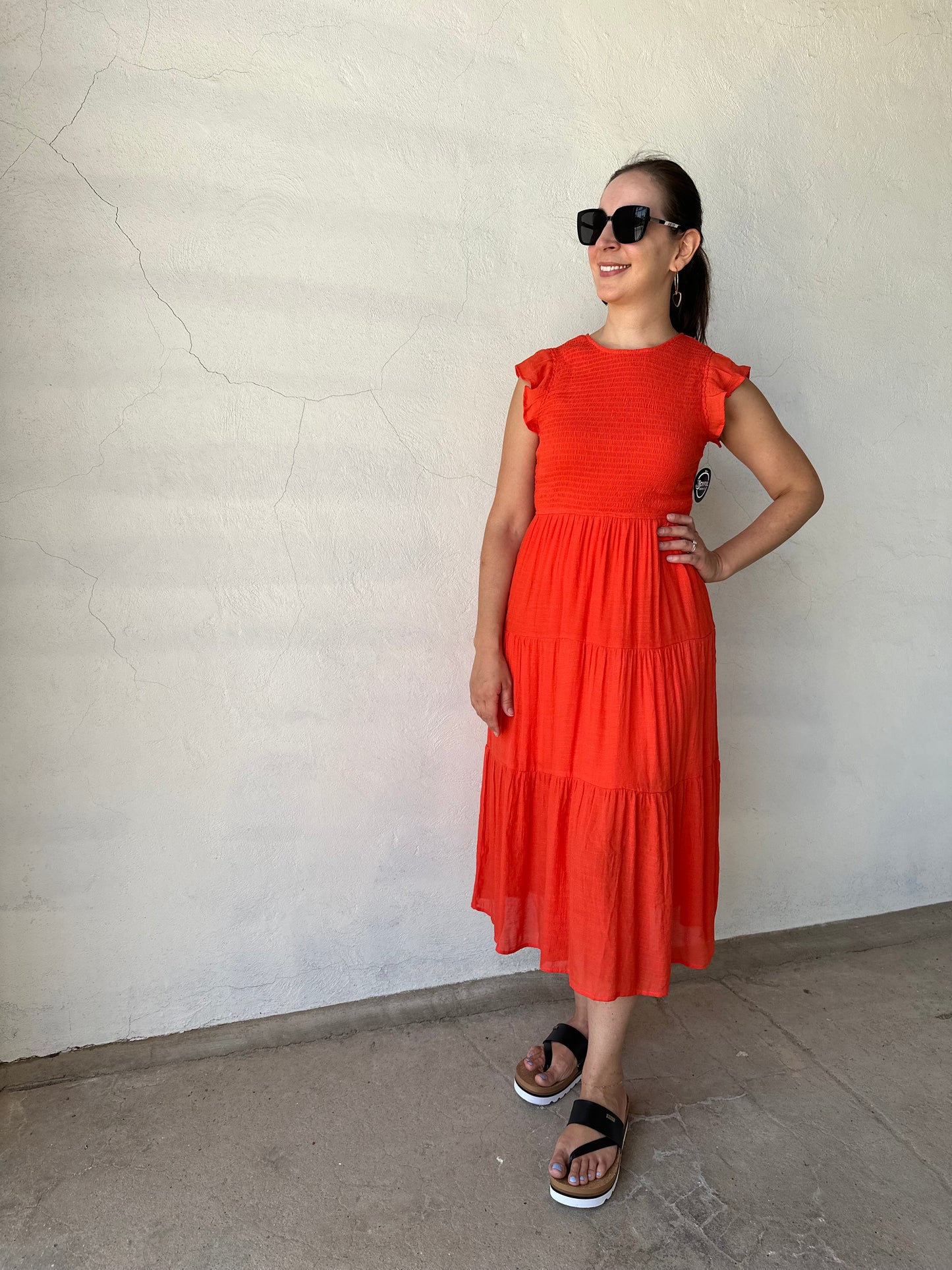 Mia Midi Dress | Tomato Red
