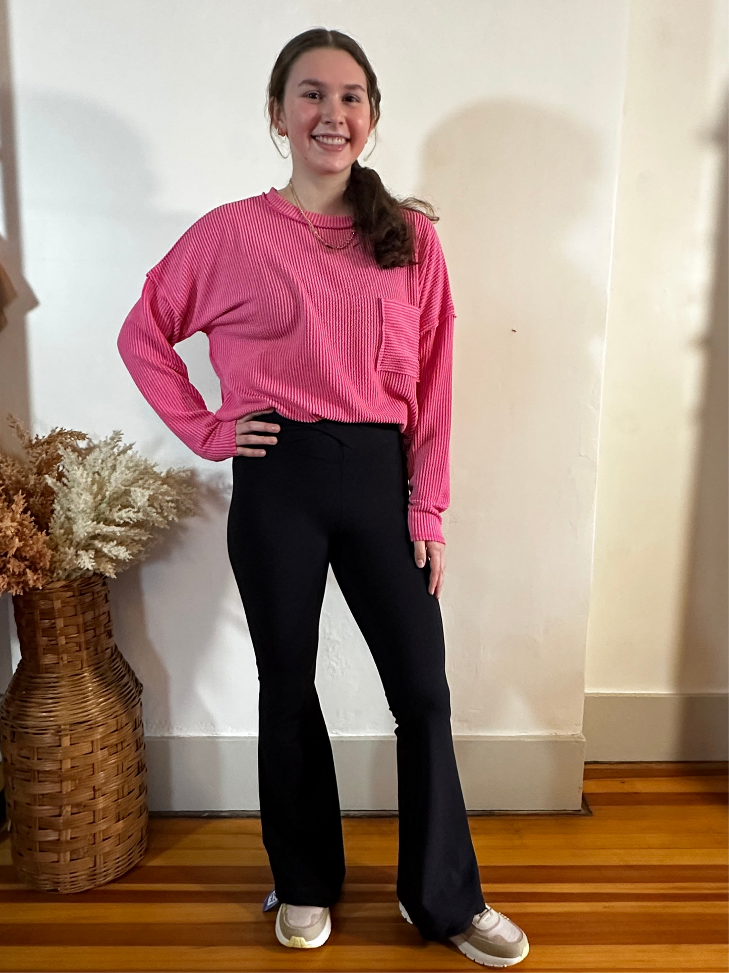 Twist & Flare Crossover Leggings | Black