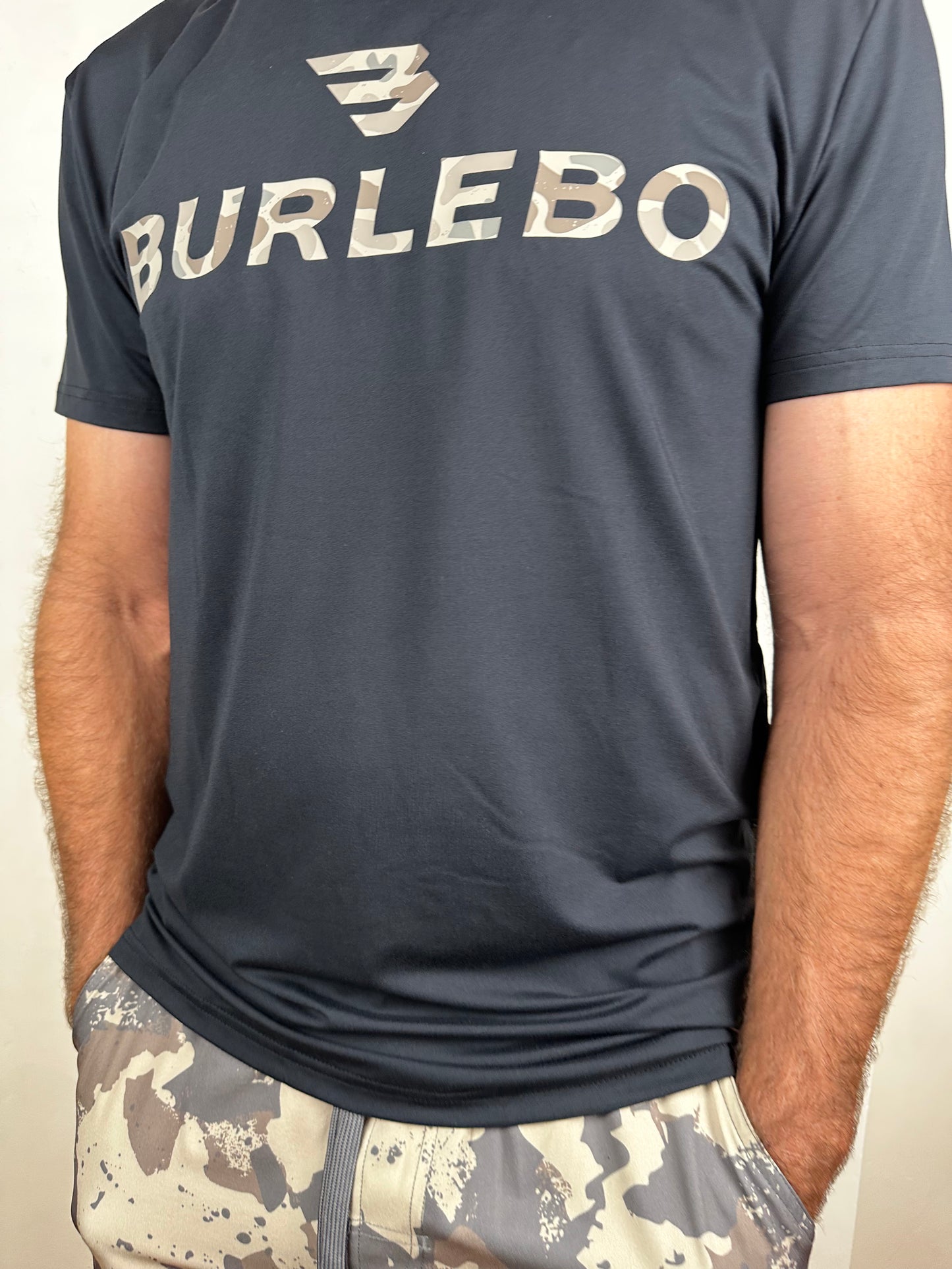 Burlebo | Go To Tee | Flying B Logo | Black + Classic Deer Camo