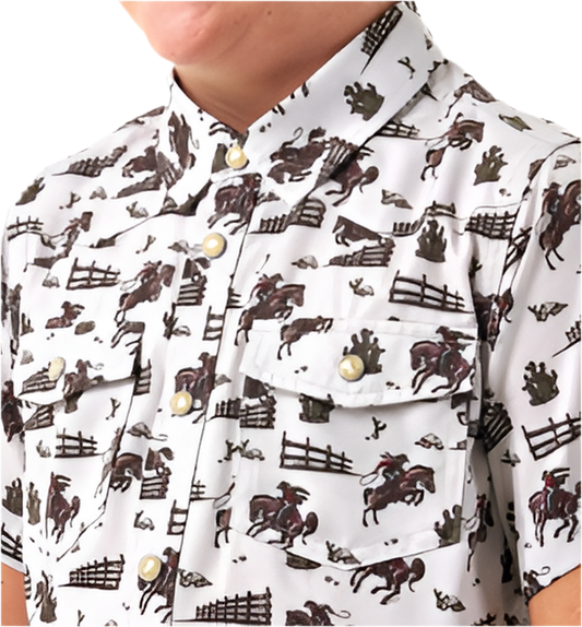 BURLEBO | YOUTH - Performance Western Shirt | Cowboy Country
