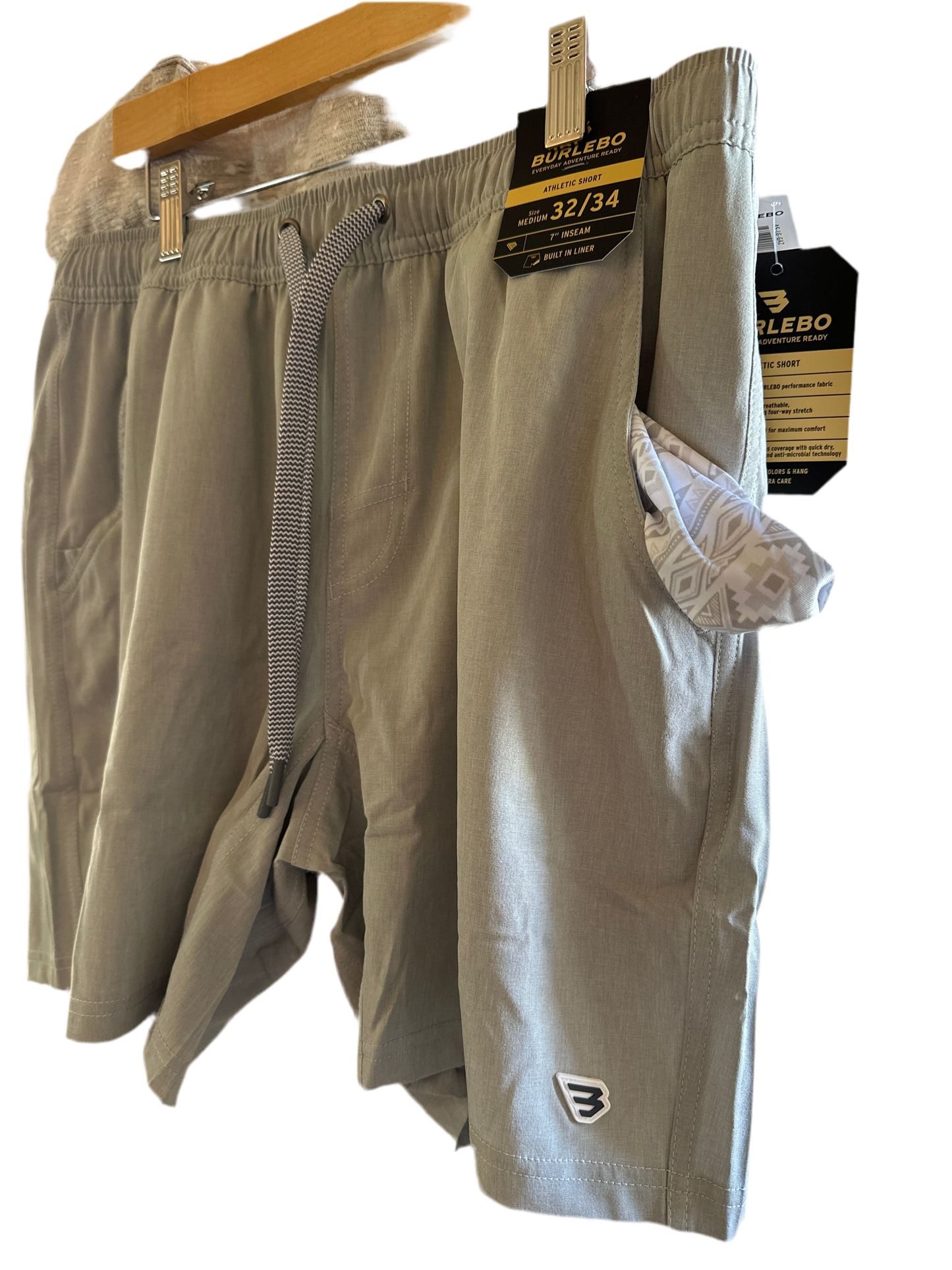 Burlebo | Athletic Short | Light Grey Grey Aztec Liner 7" The Original