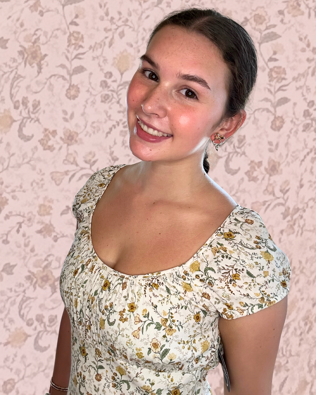 Scoop Neck Midi Dress | Cream + Floral