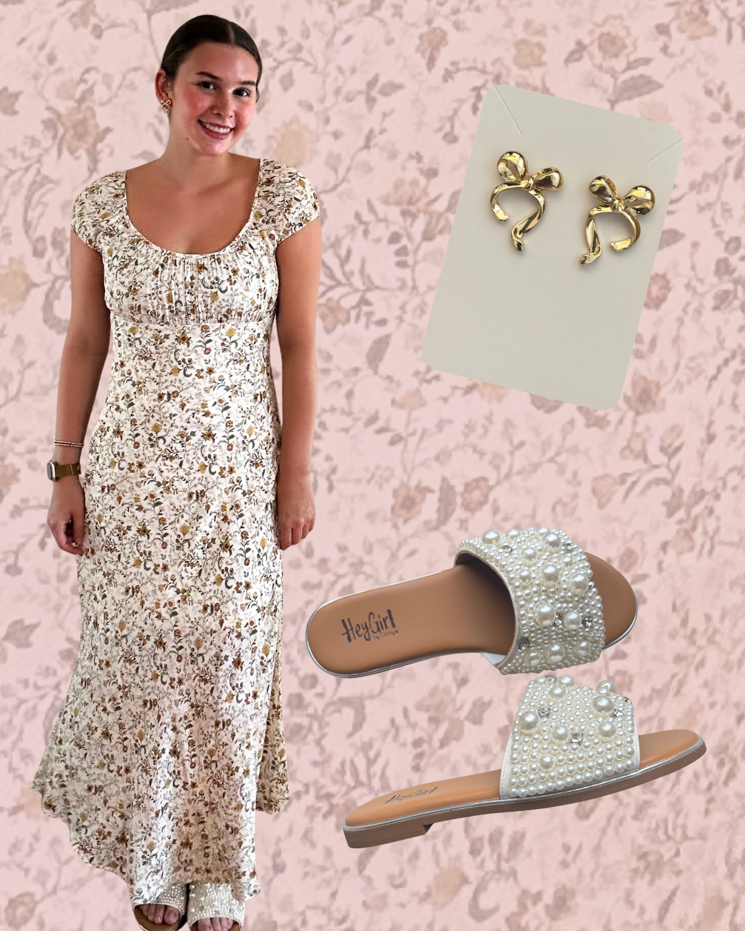 Scoop Neck Midi Dress | Cream + Floral