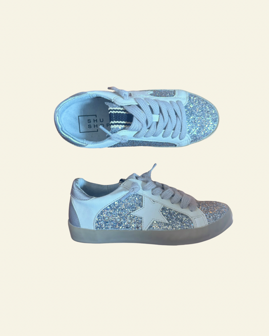 Paris Girls Sneaker | Silver Sparkle