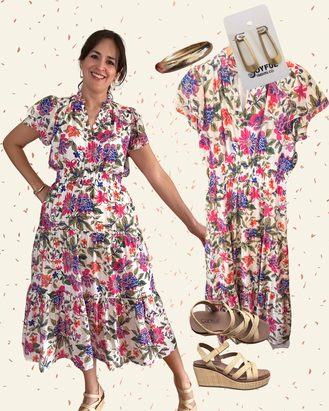 Viviana Midi Tee Dress | Navy + Pink