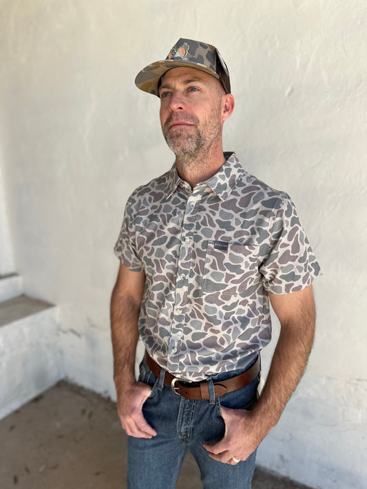 Burlebo | Performance Button Up | Classic Deer Camo