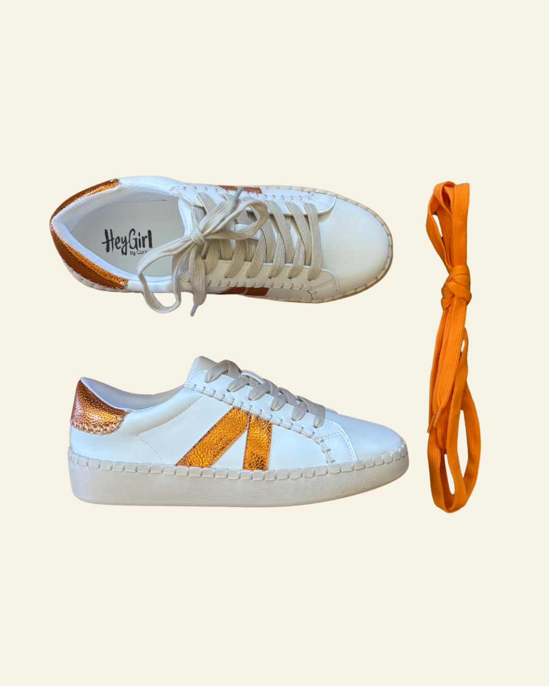CORKYS | Friend Zone Fashion Sneaker | White + Orange