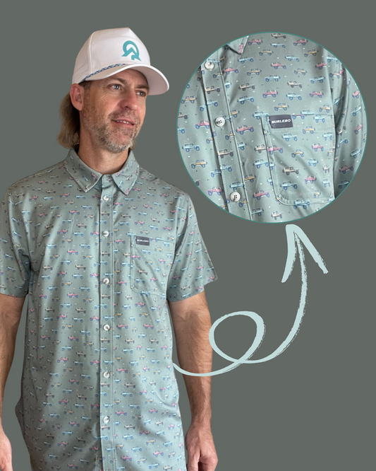 Burlebo | Performance Button Up |Vintage Cruiser Green