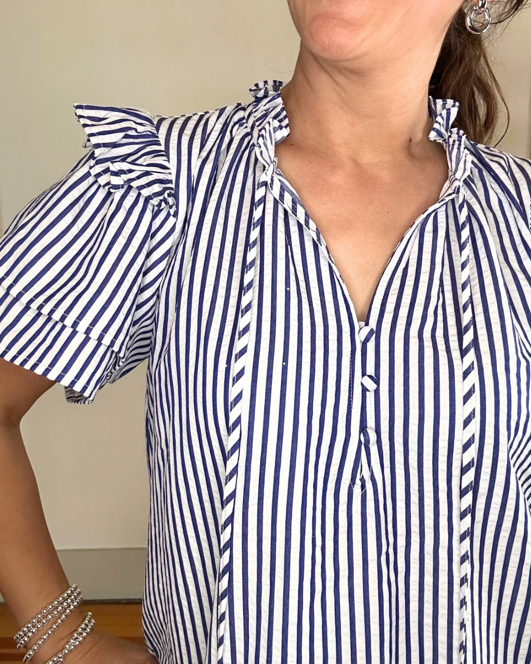 Daphne Short Sleeve Top | Navy