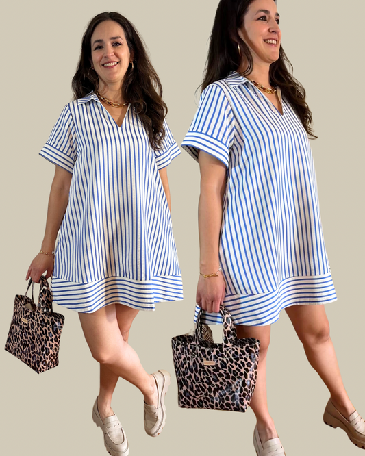 Short Dress | Blue Stripe