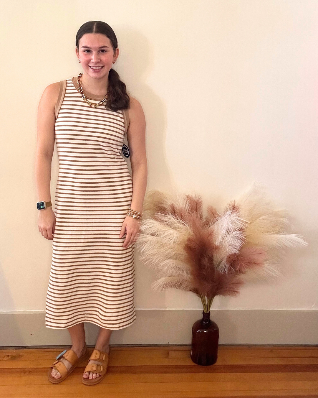 Tank Maxi Dress | Stripes | Sand