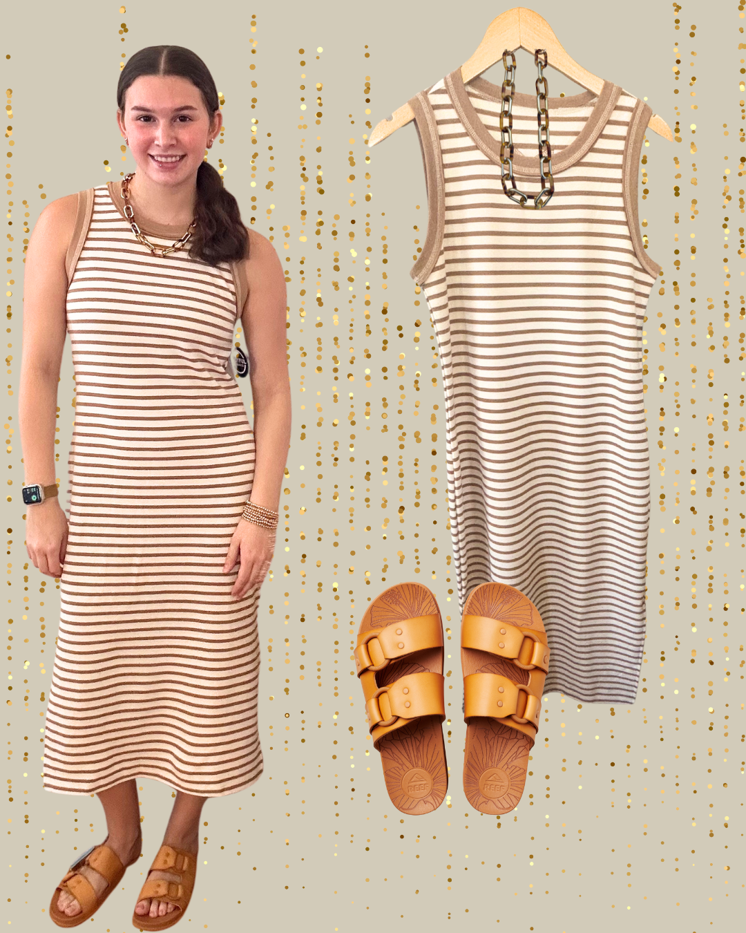 Tank Maxi Dress | Stripes | Sand