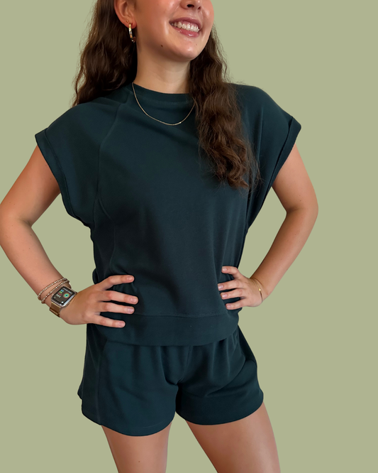 French Terry Set - Top & Shorts | Evergreen