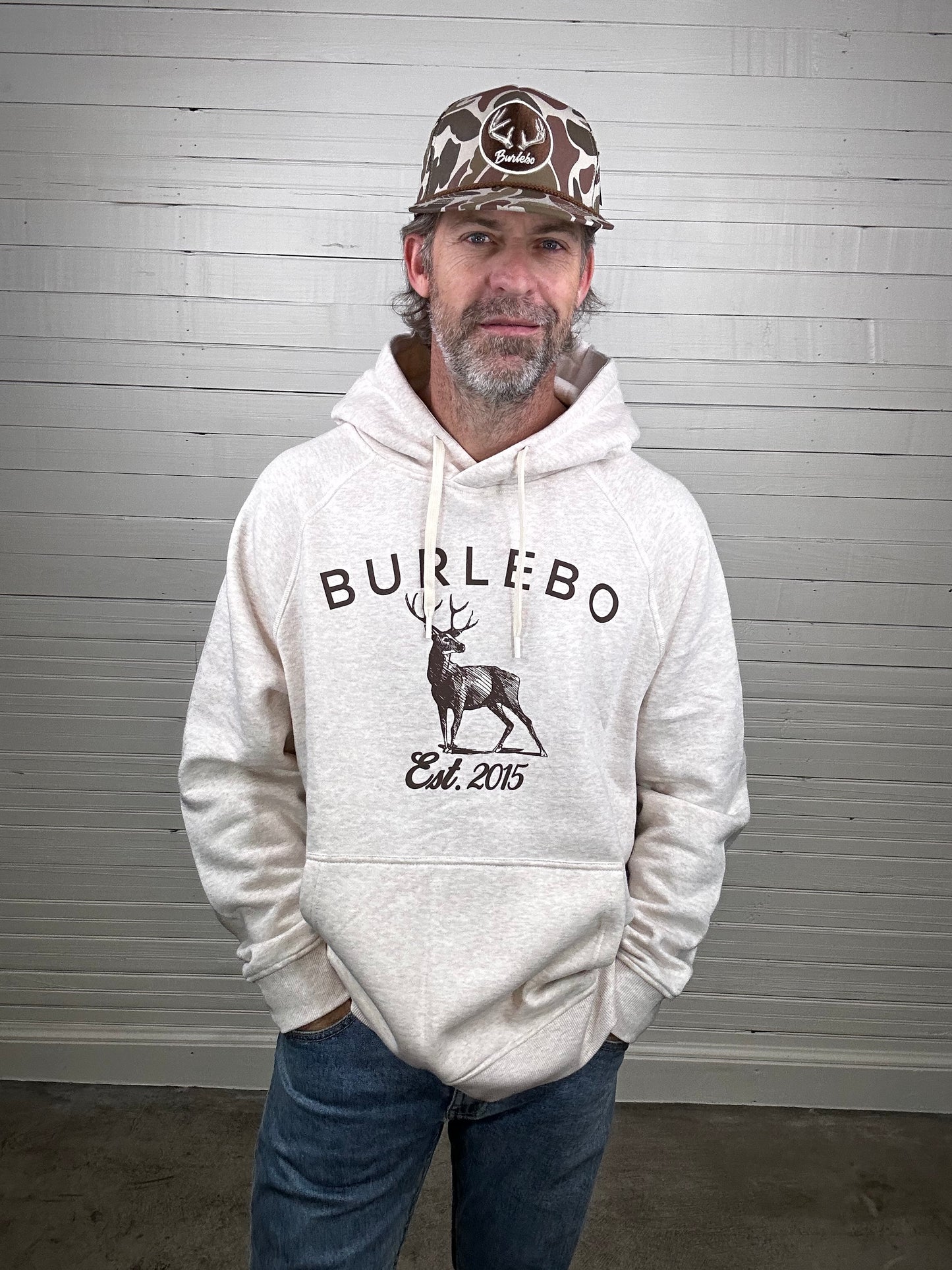 Burlebo | Fleece Hoodie | Whitetail Deer | Heather Oatmeal