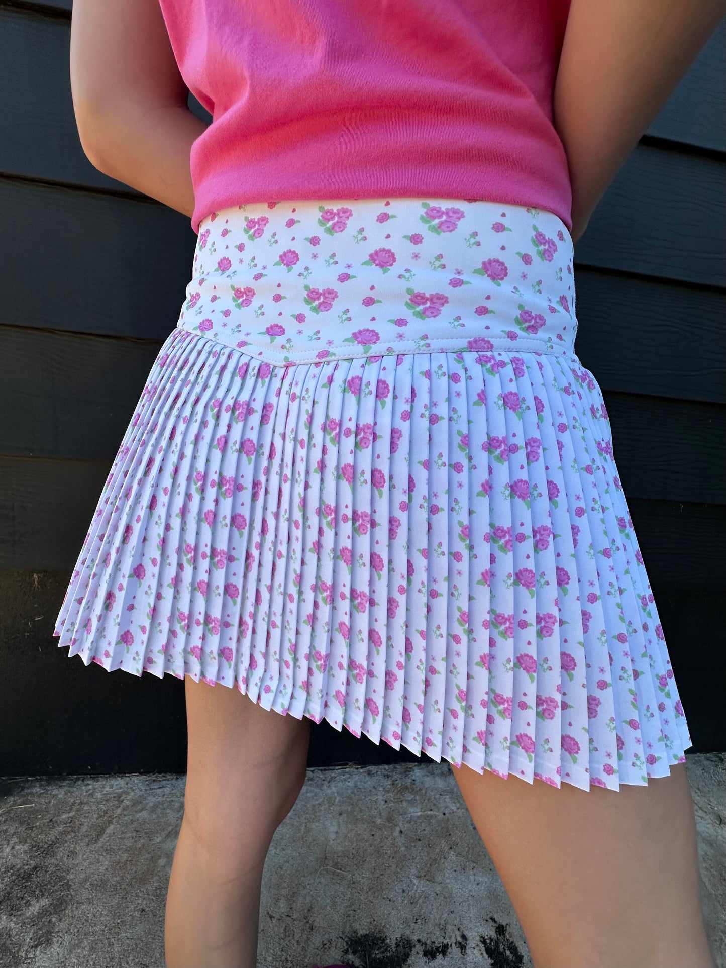 Pretty in White Skort | YOUTH | White + Pink Roses