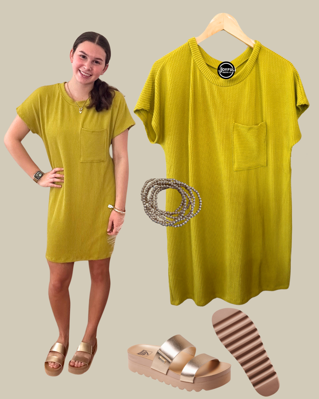 Everyday Short Tee Dress | Chartreuse