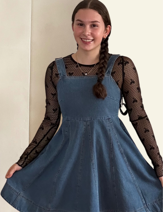 Bow Lace Long Sleeve Top | Black