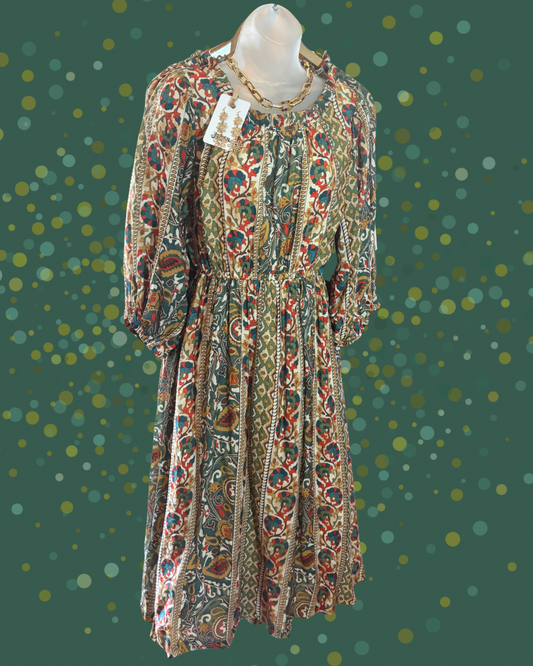 Catalina Midi Dress | Green + Multi