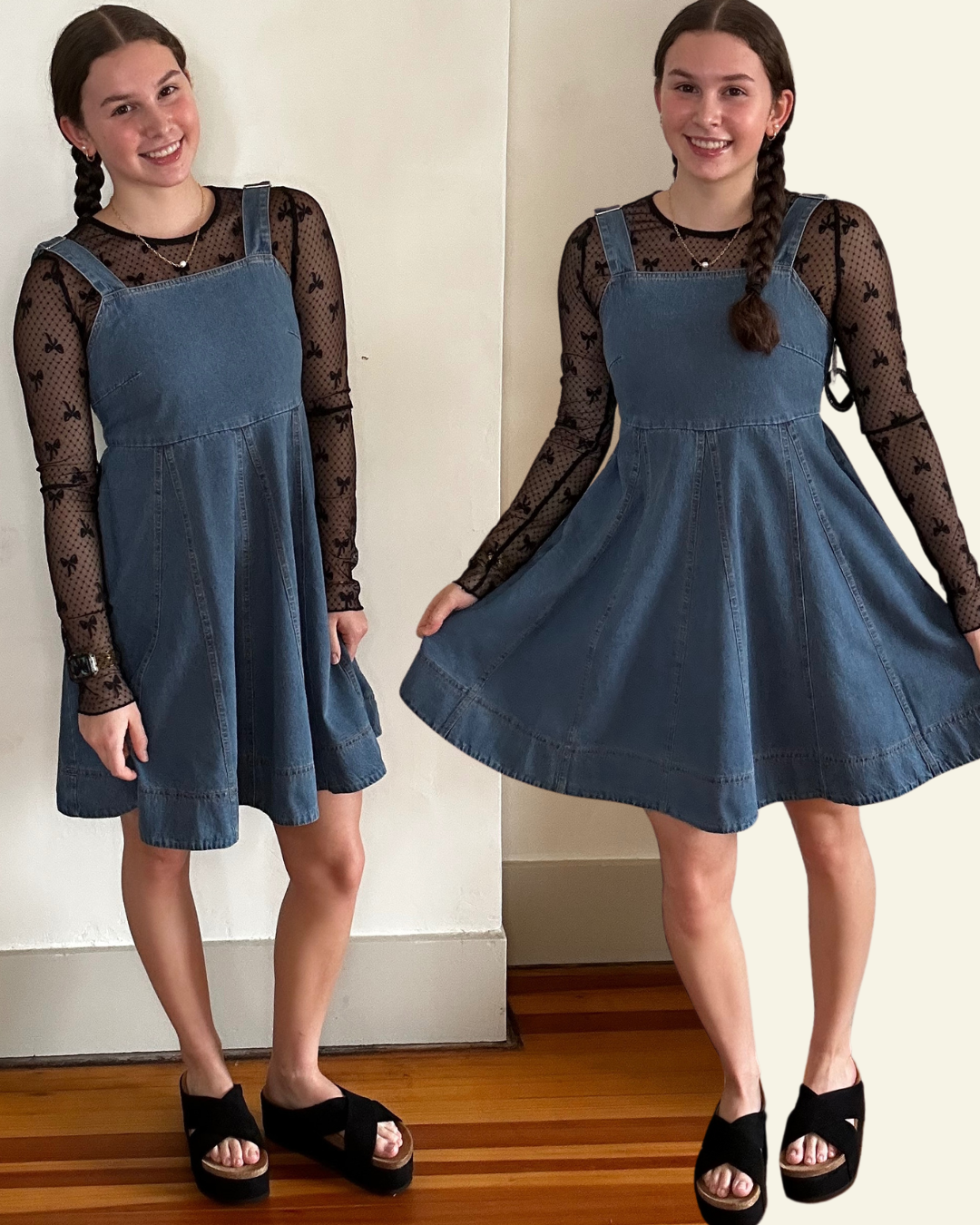 Bow Lace Long Sleeve Top | Black
