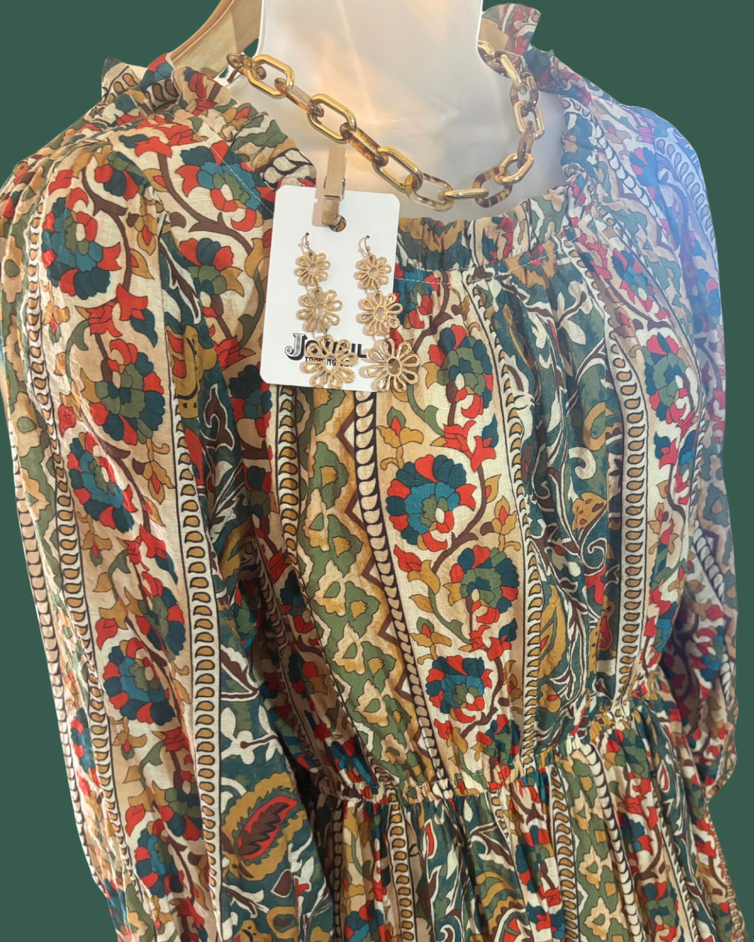 Catalina Midi Dress | Green + Multi