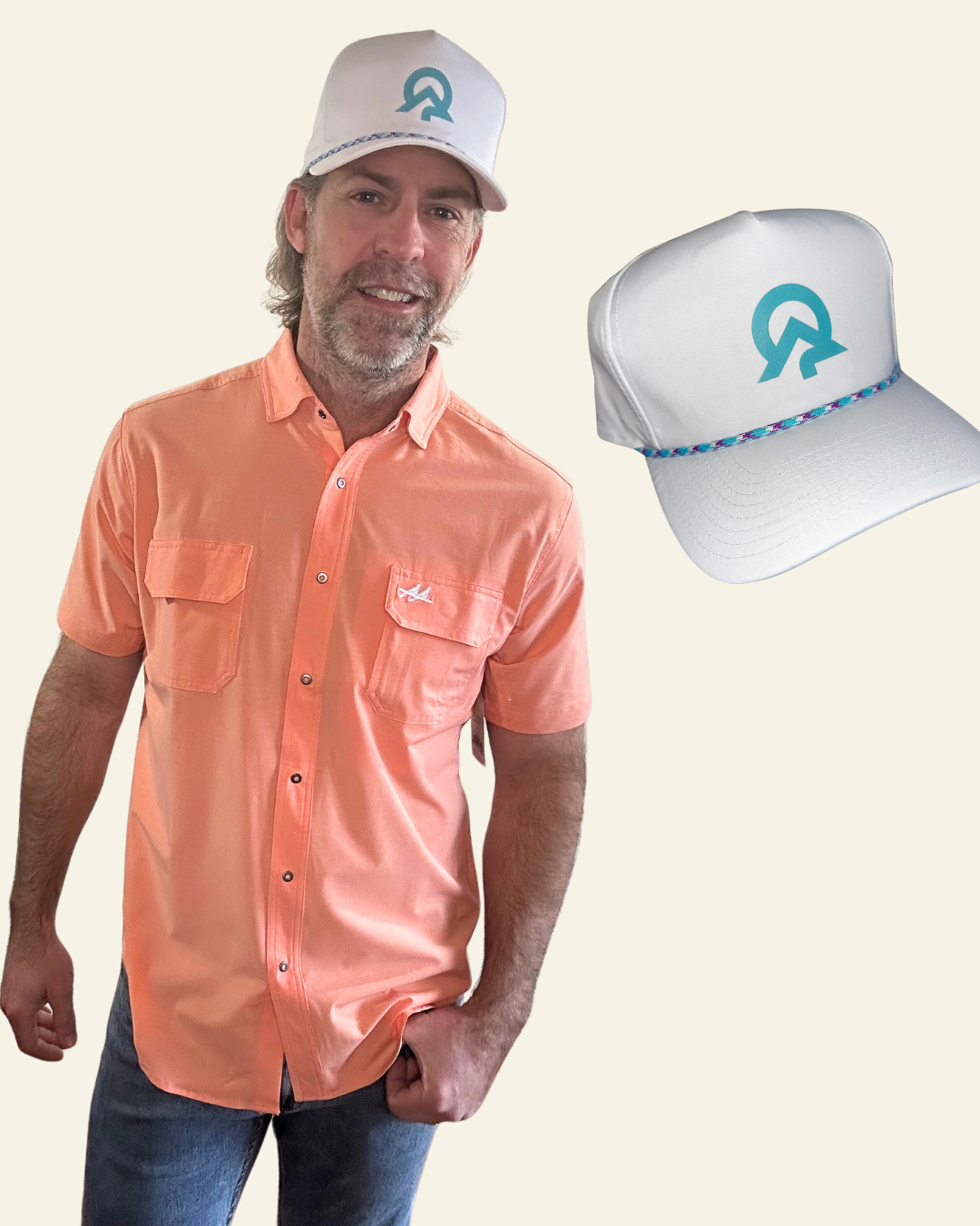 Explore League | White Cap | Blue Symbol Front, Blue Name Side