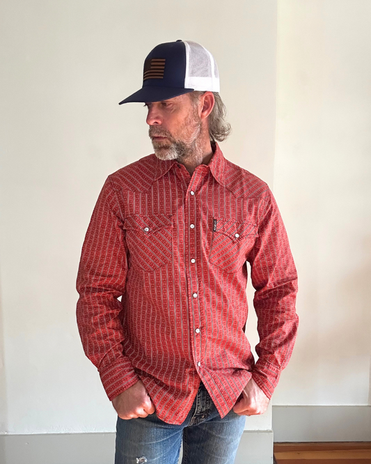 Cinch Mens Print Long Sleeve Print | Modern | Red Diamonds