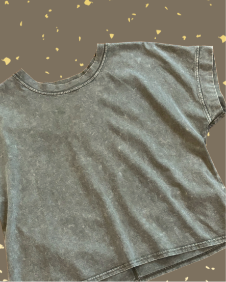 Round Neck Back Seam Short Sleeve Top | Olive
