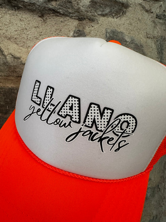 Llano Yellow Jacket Foam Cap | White Front + Neon Orange Back