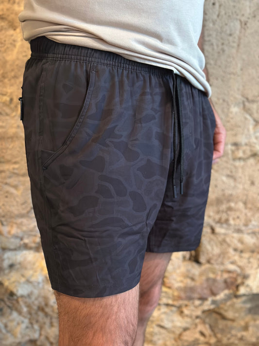 Burlebo | Athletic Short | Black Camo Black Liner 7" The Original