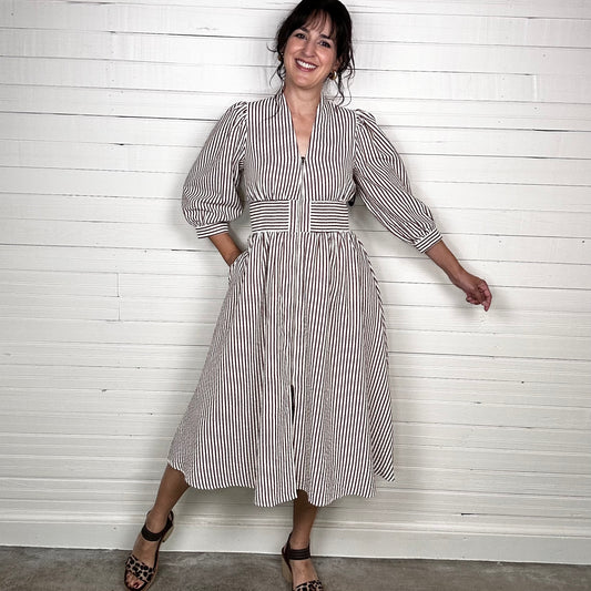 Heidi Midi Dress | Brown + Cream