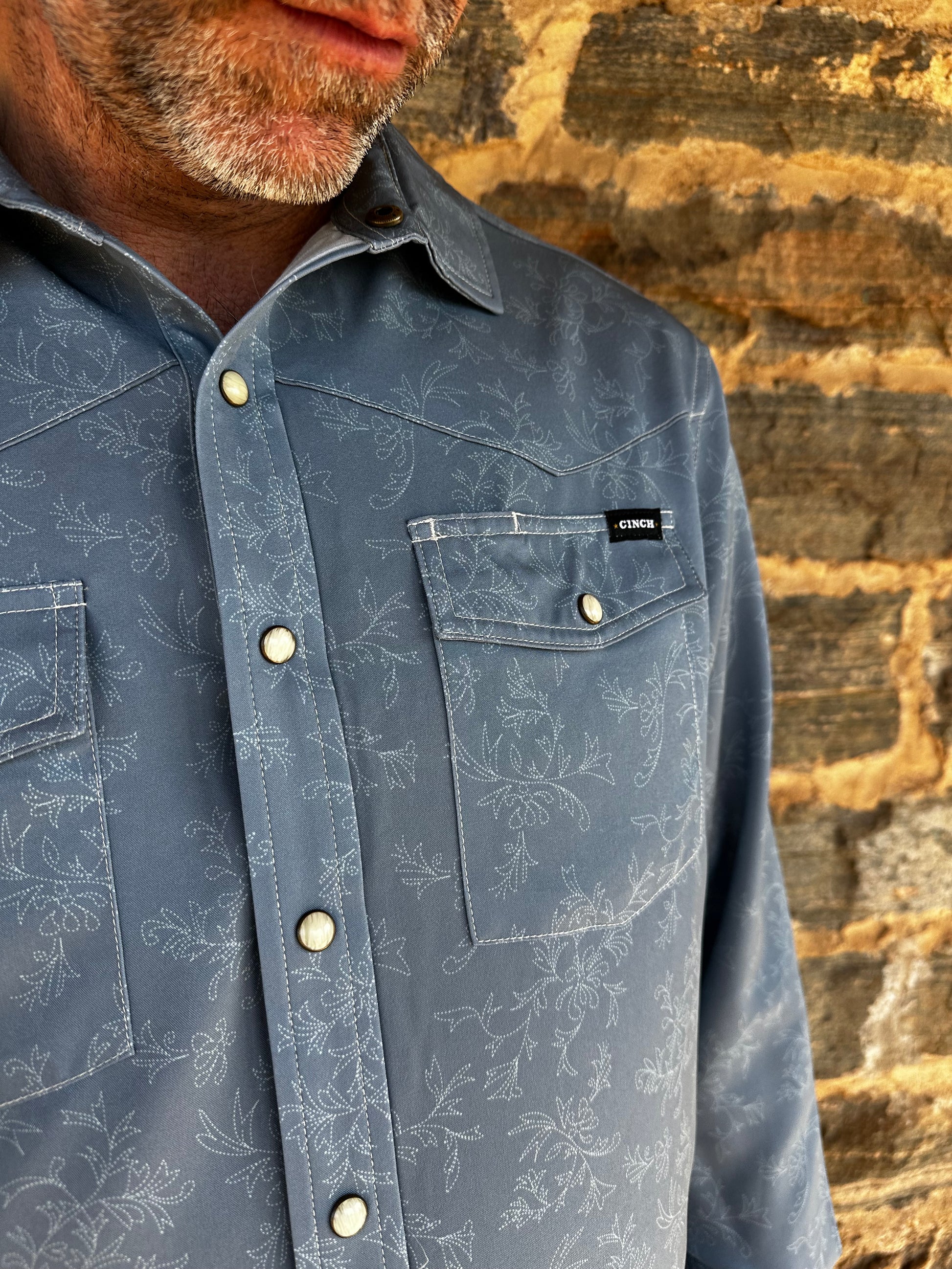 Men's Long Sleeve Pearl Snap