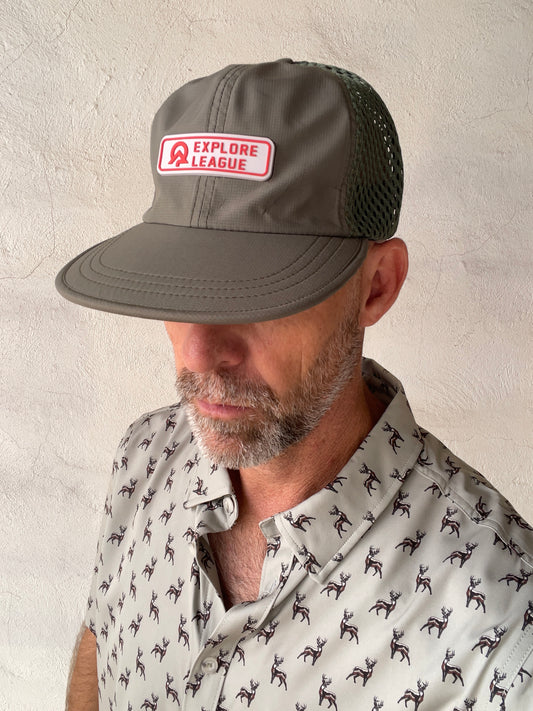 Explore League | Tan Cap 935| Red PVC Patch